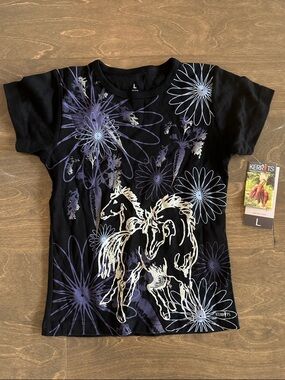 NEW Kerrits Kids Frolik Horse Tee, Size L
